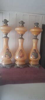 100 LETÁ STAROŽITNÁ BRONZOVO SKLENĚNÁ LAMPA NAPOLEON BONAPAR - 8