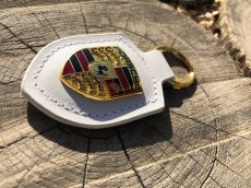 Bílá kožená klíčenka Porsche přívěšek na klíče - NOVÁ - 8