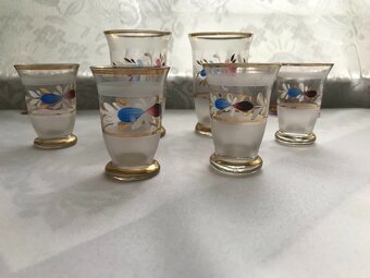 Starožitná karafa a duální skleničky ručně malované - 8