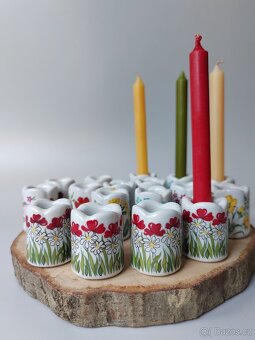 Vintage roztomilý porcelánový svícení s květinovým dekorem - 8