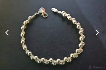 Nový dámský stříbrný náramek dvojitý 925 kuličkový - 8
