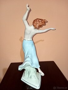 Tančící dívka polo akt ROYAL DUX- ART-DECO v.31cm - 8