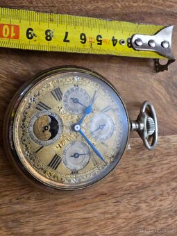 Starožitné kapesní hodinky s kalendářem a lunárními fázemi - 8