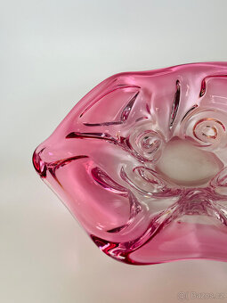 Mísa 29 cm, růžové hutní sklo, J. Hospodka Chřibská - 8