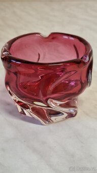 MASIVNÍ RŮŽOVÝ POPELNÍK STARÉ HUTNÍ SKLO. TOP STAV. - 8