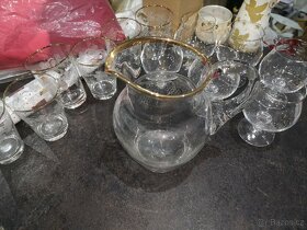 Sklo broušené, skleničky starožitné, váza - 8