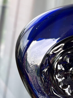 Váza s nálepy 20 cm, kobaltové sklo, ruční výroba - 8