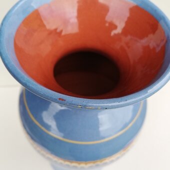 Retro keramická váza modrá mlhovina. - 8