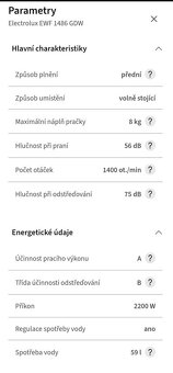 Elektrolux A+++, 8kg, 1400ot. Parní programy Nové ložiska - 8