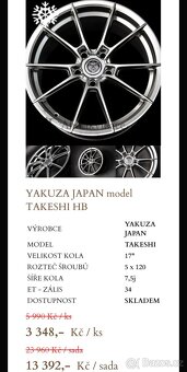 YAKUZA JAPAN Takeshi HB 7.5j x 17" + Continental 225/45/17 - 8
