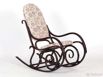 Starožitné houpací křeslo THONET s novým čalouněním. - 8