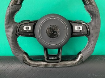 VOLKSWAGEN VOLANT KARBON - PERFOROVANA KOŽA - BIELE ŠITIE - 8