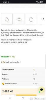 Zásnubní prsten s moissanitem vel 49 - 8