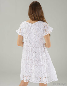 Dámské letní bílé plážové šaty krajkové Italy S 36 - 8