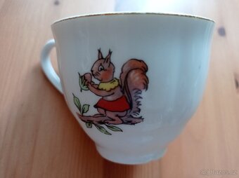Retro dětský hrneček s veverkou(vada) šálek a podšálek - 8