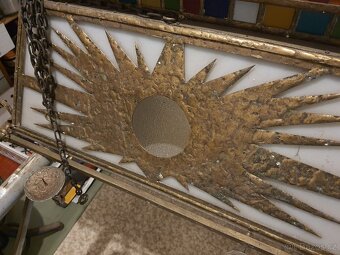 Lustr zdobený - mosaz a barevné sklo - originál - 8