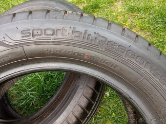 2 zánovní letní pneumatiky Dunlop 185/65/15 7,6mm - 8