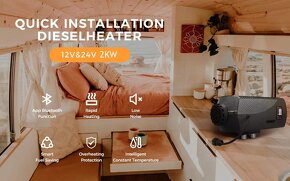Nezávislé naftové topení 12/24V 2kW, auto Start/Stop, BT - 8