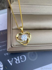 náhrdelník Přívěsek srdce diamant moissanit moissanite GRA - 8