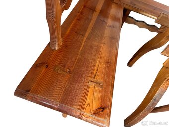 Starožitný chalupářský stůl, lavice, židle - 8