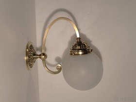 secesní mosazná lampa, lampička, bílé nebo matové stínidlo - 8