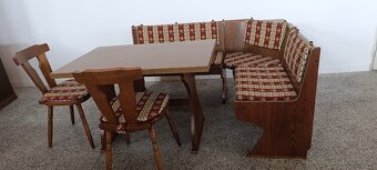 Selský jídelní set, lavice, rozkládací stůl, 2 židle - 8