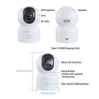 Vnitřní Wi-Fi otočná kamera ZOSI C518 - 8