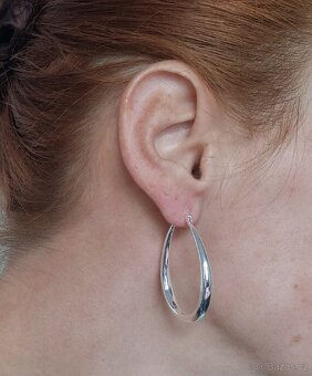 Nové dámské stříbrné náušnice oválné kruhy ovály 925 4 cm - 8