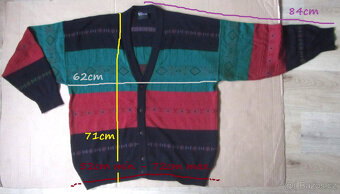 Vintage 80s/90s pánský trojbarevný svetr kardigan - 8
