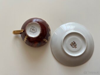 zlato-červený moka porcelánový set 3 Grácie - 8