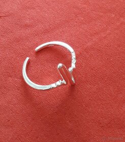 Dámský stříbrný prsten prstýnek nastavitelný otevřený tep - 8