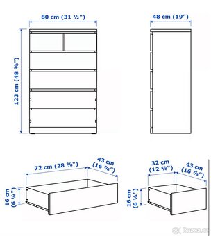 Komoda + noční stolky Ikea Malm - 8