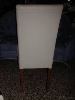 Jídelní židle s bílým potahem - 5 kusů - 8