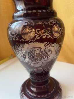 Rubínová stará váza Egermann - 8