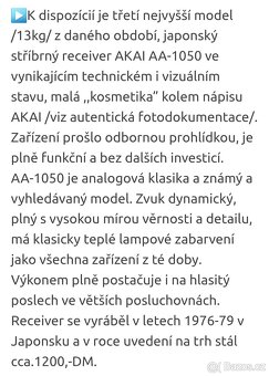 JAPONSKÝ PŘIJÍMAČ AKAI AA- 1050 - 8