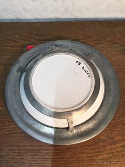 cínový talíř majolika a masivní montáž cín punc anděl - 8