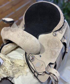 Westernový sedlový komplet 16) světle přírodní - 8