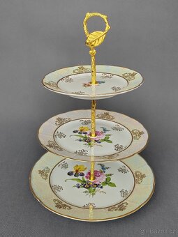 Nádherný 3 dilový etažer v top stavu od porcelánky Pražák - 8