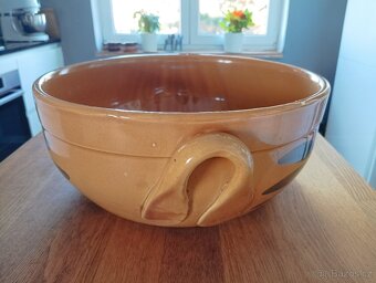 VELKÁ RUČNĚ MALOVANÁ KAMENINOVÁ ZADĚLÁVACÍ MÍSA FRANCIE - 8