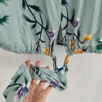 Dámská letní Boho Etno japonská halenka Mango vázací top - 8