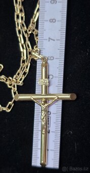Zlatý řetízek anker pilka s křížkem14k 585/1000 - 8