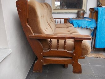 Sedací souprava z dubového dřeva, opravdu bytelná. - 8