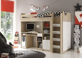 Dětská Multifunkční patrová postel + mantinel+ matrace - 8