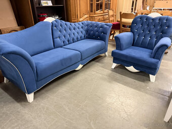 Modrá souprava 3+1+1 v Glamour Miladi stylu - 8