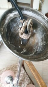 Starožitný lustr art deco na tyči dřevěná část růž - 8