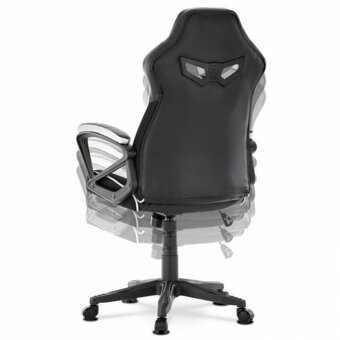 Herní křeslo Y341 s houpacím mechanismem a stříbrnou ekokůží - 8