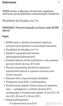Elektrické ponorné vodní čerpadlo PETPK 400 A1 - 8