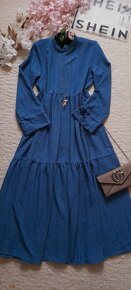 Shein safírové volánové dlouhé šaty - NOVÉ - 8