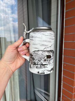 Porcelánový korbel s cínovým víkem, Tirschenreuth - 8