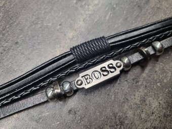 Hugo boss pánský kožený náramek značkový černý z kůže - 8
